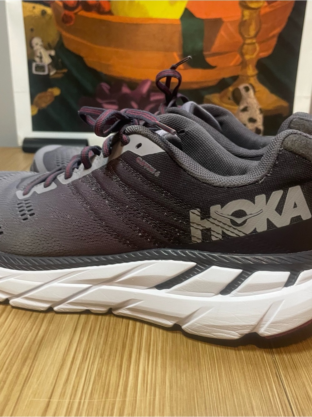 HOKA One One Clifton 6 Mens 9 Running Shoes Gull Obsidian Gray 1102872